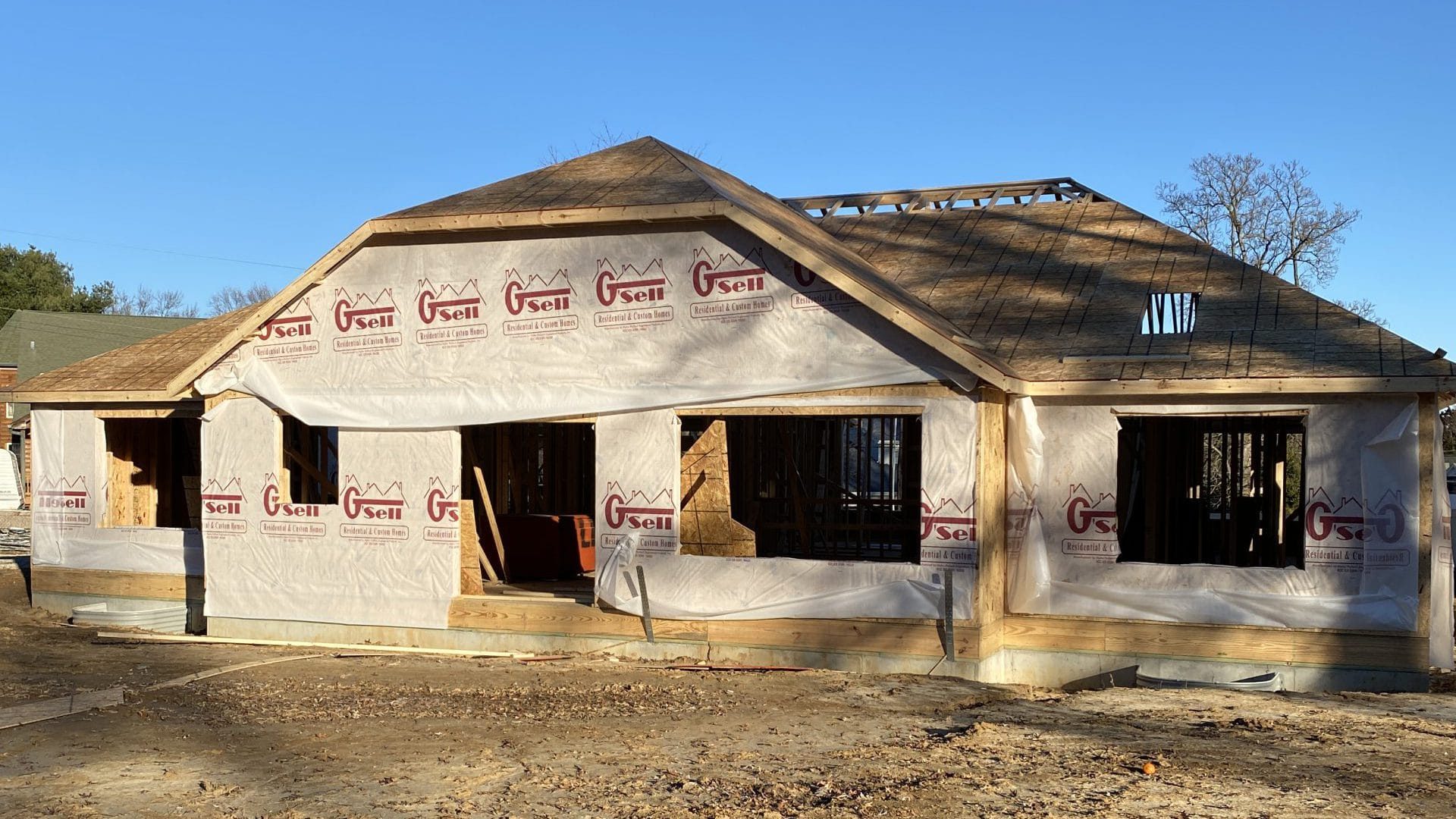 In progress picture of a residential build from the ground up by Multi Construction Services.